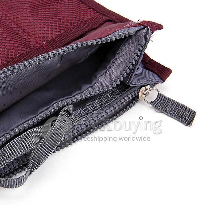 Nylon Handbag Insert Cosmetic Gadget Purse Organizer - Wine Red