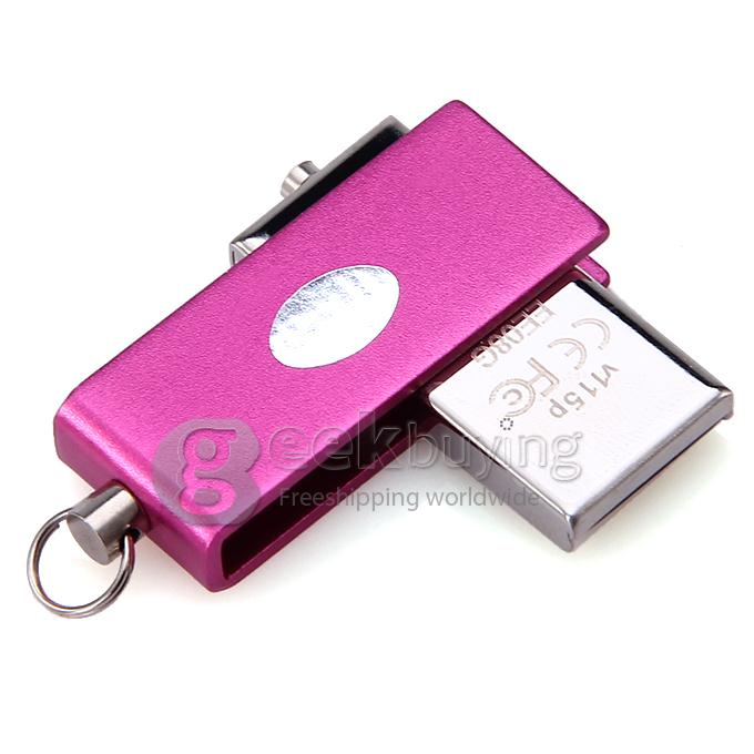 HP V115W Rotatable Design 8GB USB 2.0 High Speed Flash Drive U Disk Memory Stick USB Drive with Keychain - Pink