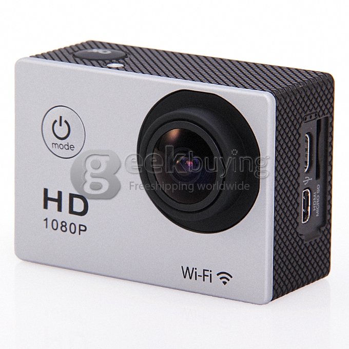 New WiFi Action Camera 12MP 1080P H.264 1.5 Inch 170 Wide Angle Lens Waterproof Diving HD Camcorder SJ4000 Style - Sliver