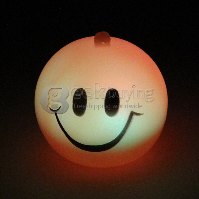 Silicon Round Shaped Sense Light Flashlight LED Keychain Light With Smile Face Pattern - Yellow
