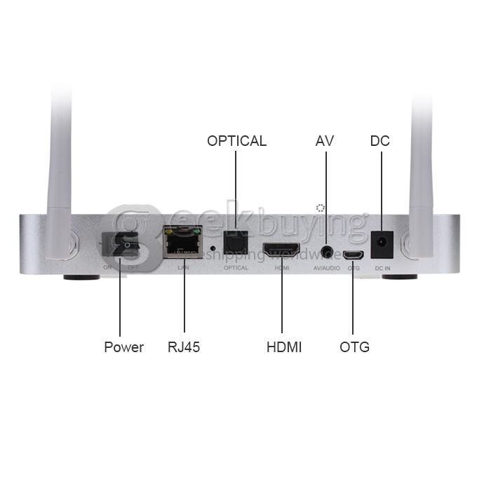 Ugoos UT1 Rockchip RK3188T Quad Core Cortex A9 Google Android 4.2 Mini TV BOX HDMI HDD Player 2G/8G With Dual External Wifi Antennas Ethernet/AV Port - Silver
