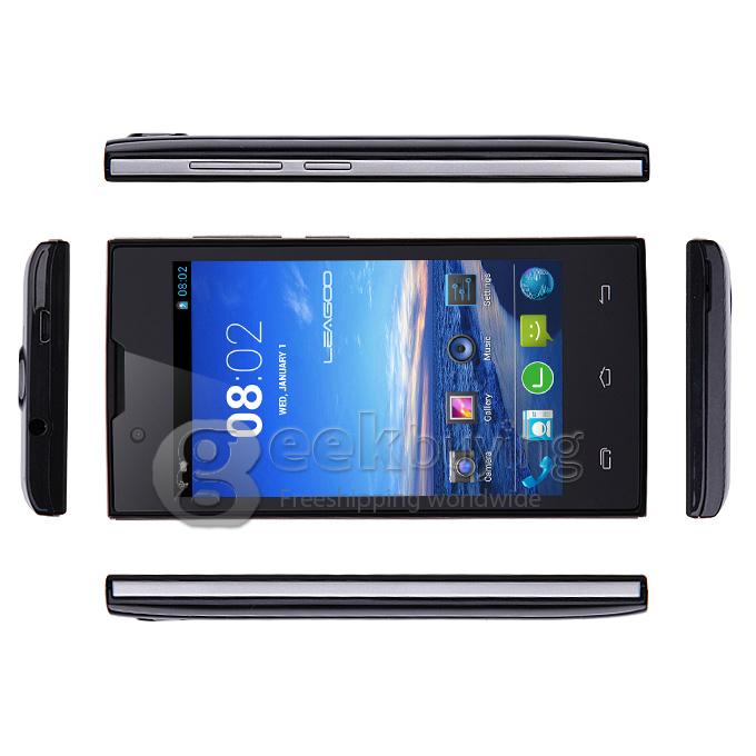 Leagoo Lead 4 MTK6572 Dual Core 1.0GHz 4.0 Inch Android 4.2 OS Smartphone 512MB RAM 4GB ROM WVGA Capacitive Touch Screen 3.0MP 3G-Black
