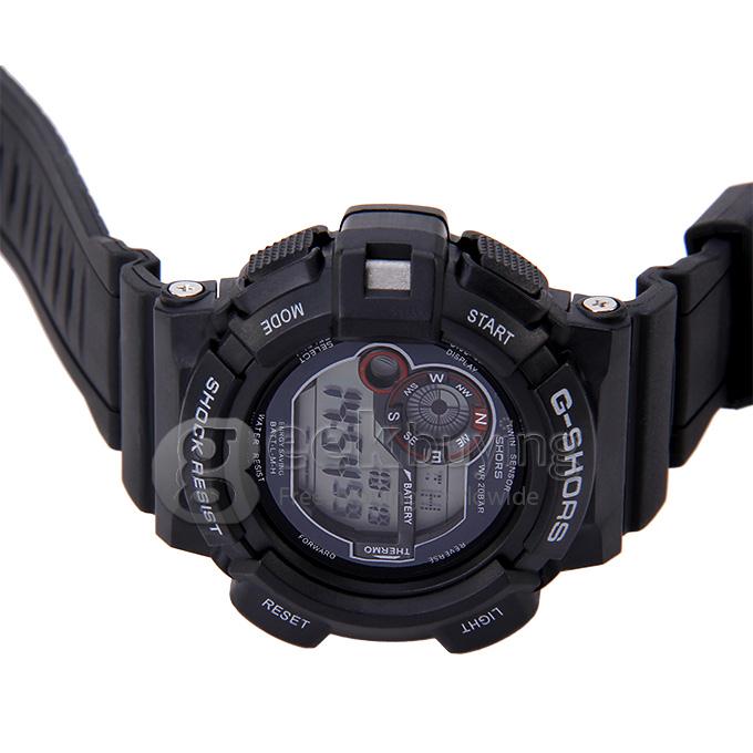 SHHORS SH-756 Men's 30M Water Proof LCD Digital Sport Watch Stopwatch Timepiece with Alarm Clock Calendar - Black