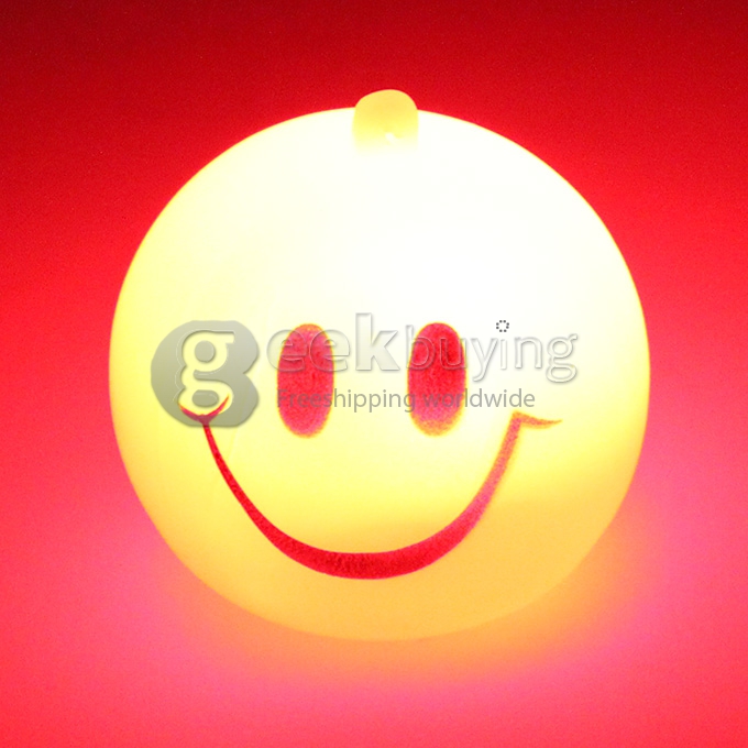 Silicon Round Shaped Sense Light Flashlight LED Keychain Light With Smile Face Pattern - Yellow