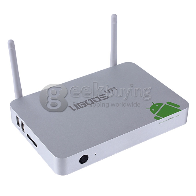 [US Stock] Ugoos UT1 Rockchip RK3188T Quad Core Cortex A9 Google Android 4.2 Mini TV BOX HDMI HDD Player 2G/8G With Dual External Wifi Antennas US PLUG - Silver