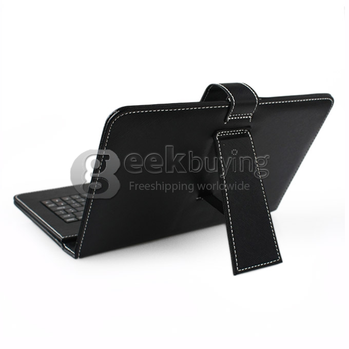 8 inch Universal Protective Keyboard Leather Case with Micro USB Black 