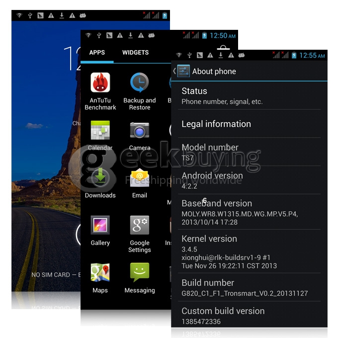 Tronsmart TS7 Glacier MTK6582 Quad Core 1.3GHz Android 4.2 OS 4.7 Inch Smartphone 1GB RAM 4GB ROM 12.6MP 3G/GPS Black