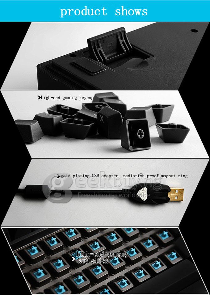 AULA Mechanical Demon King 3-district Professional USB Wired Gaming Keyboard with 104 keys - gray