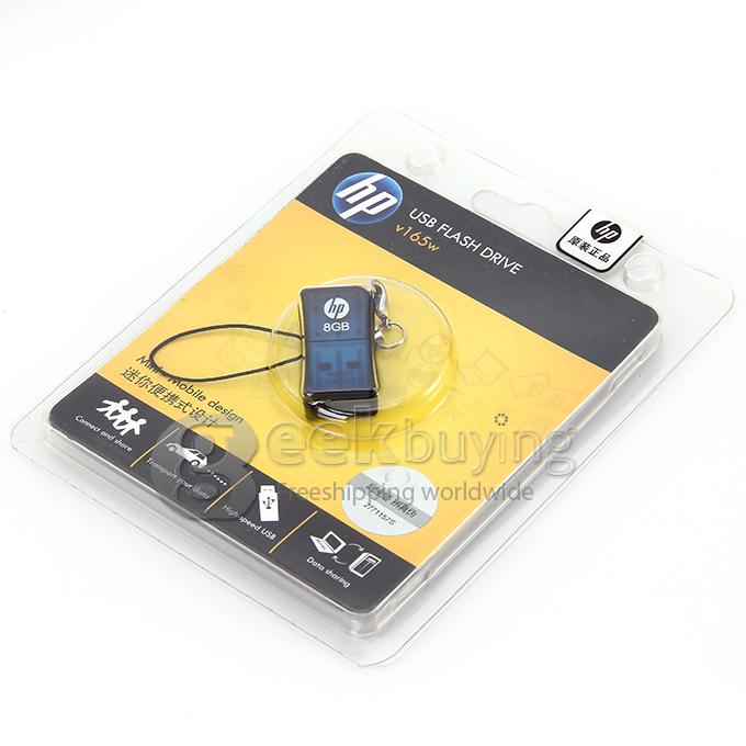 HP V165W Mini-moblie Design 8GB USB 2.0 High Speed Flash Drive U Disk Memory Stick USB Drive with Keychain - Blue