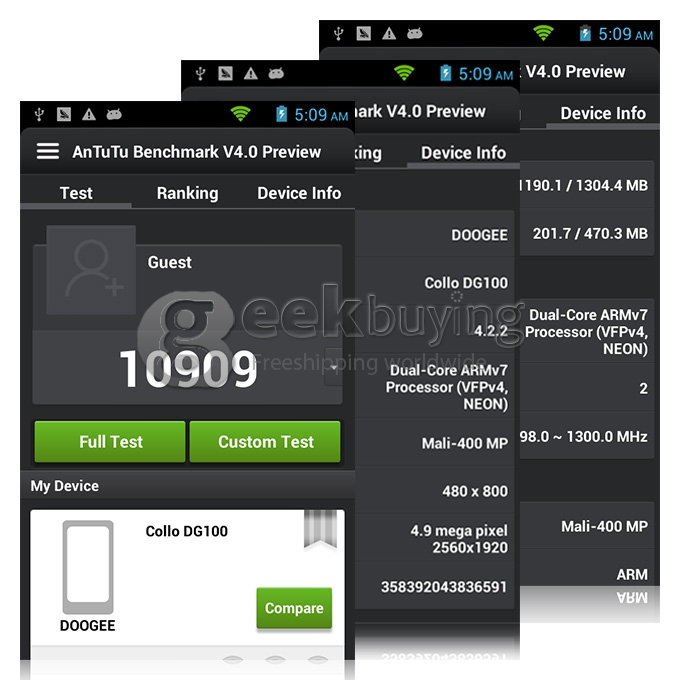 Doogee DG100 4.0inch WVGA Capacitive Screen MTK6572W Dual Core Smartphone 4GB ROM 5.0MP Camera Android 4.2 OS 3G/GPS-Grey