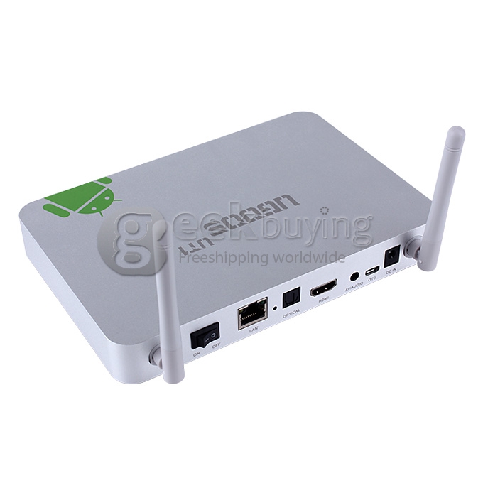 [US Stock] Ugoos UT1 Rockchip RK3188T Quad Core Cortex A9 Google Android 4.2 Mini TV BOX HDMI HDD Player 2G/8G With Dual External Wifi Antennas US PLUG - Silver