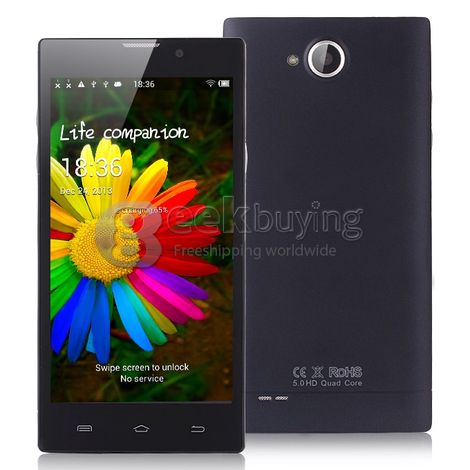 HD5000 MTK6582 Quad Core 1.3GHz 5.0 Inch Android 4.2 OS SmartPhone 1GB RAM 8GB ROM IPS HD Screen 10.0MP 3G/GPS/Air Gesture - Black