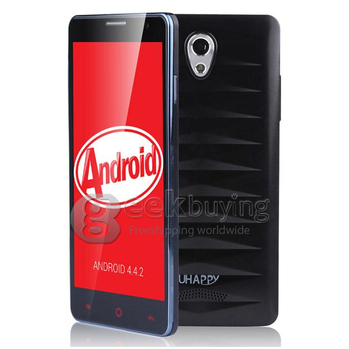 UHAPPY UP520 MTK6582 Quad Core 1.3GHz 5.0Inch Android 4.4.2 Smartphone 1GB RAM 8GB ROM IPS QHD Screen 8.0MP 3G GPS - Black
