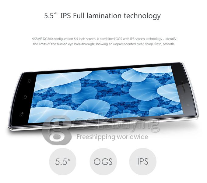 DOOGEE DG580 MTK6582 Quad Core 1.3GHz 5.5 Inch Android 4.4 Smartphone 1GB RAM 8GB ROM IPS QHD 5.0MP 3G GPS - White