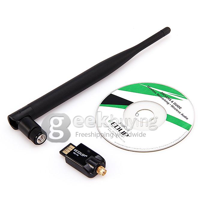 EDUP EP-MS150N 2.4GHz 802.11n/b/g 150Mbps USB2.0 Wireless Adapter LAN Card with Detachable 6dBi Antenna