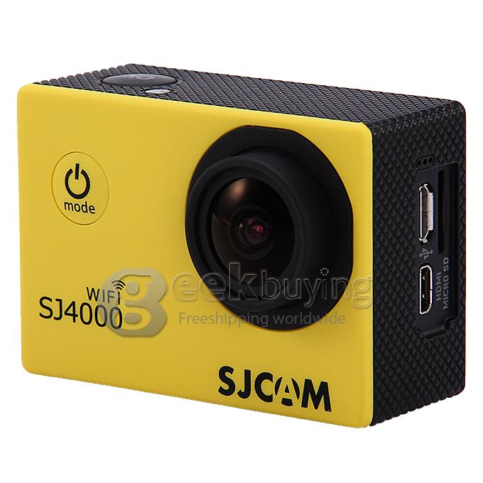 [US Stock]US PLUG SJCAM Original SJ4000 WiFi Action Camera Novatek 12MP 1080P H.264 1.5 Inch 170 Degree Wide Angle Lens Waterproof Diving HD Camcorder Car DVR support AV out - Yellow