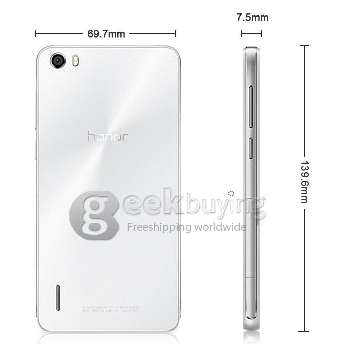 HUAWEI Honor 6 Kirin 920 Octa Core 1.7GHz 5.0 Inch Android 4.4 OS Smartphone 3GB RAM 16GB ROM FHD Gorilla Glass Screen 4G LTE-White