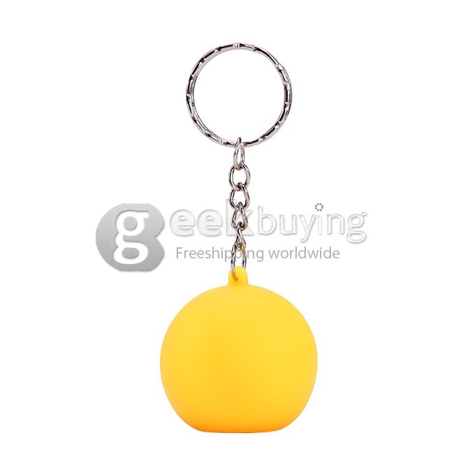 Silicon Round Shaped Sense Light Flashlight LED Keychain Light With Smile Face Pattern - Yellow