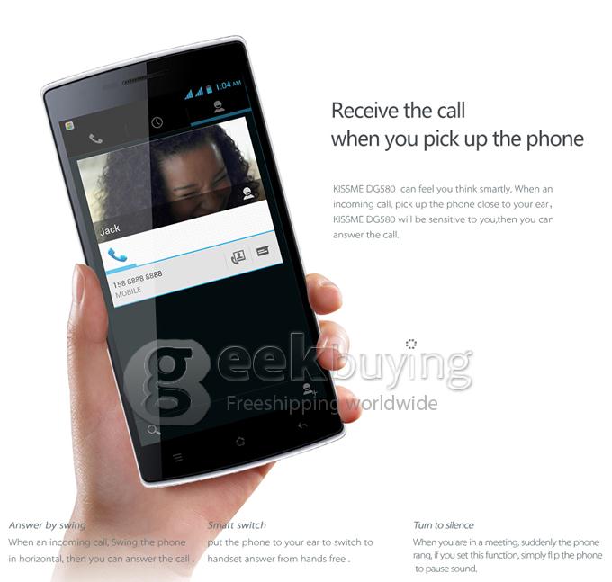 DOOGEE DG580 MTK6582 Quad Core 1.3GHz 5.5 Inch Android 4.4 Smartphone 1GB RAM 8GB ROM IPS QHD 5.0MP 3G GPS - White