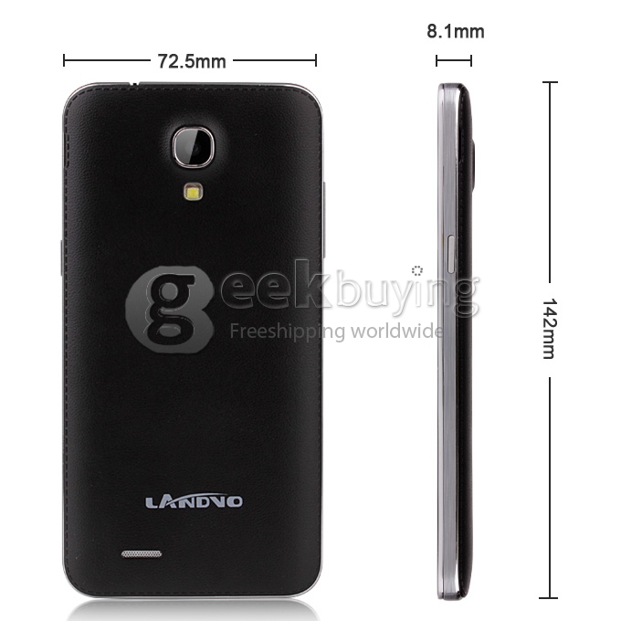 Landvo L800S MTK6582 Quad Core 1.2GHz 5.0 Inch Android 4.4 OS Smartphone 1GB RAM 4GB ROM 5.0MP 3G/GPS/Air Gesture Black