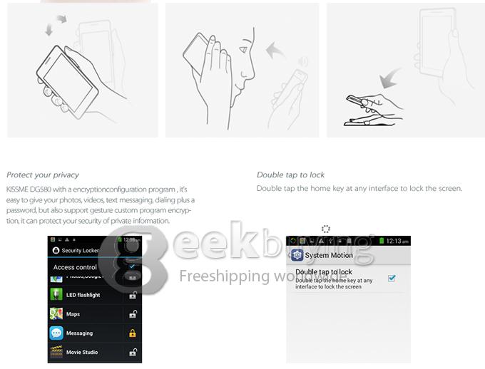 DOOGEE DG580 MTK6582 Quad Core 1.3GHz 5.5 Inch Android 4.4 Smartphone 1GB RAM 8GB ROM IPS QHD 5.0MP 3G GPS - White