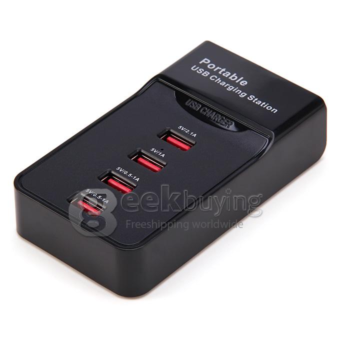 US Plug Portable Smart Multi-use Power Adapter USB 4 Ports Charging Station with 1M Cable 5V/1A 5V/2.1A