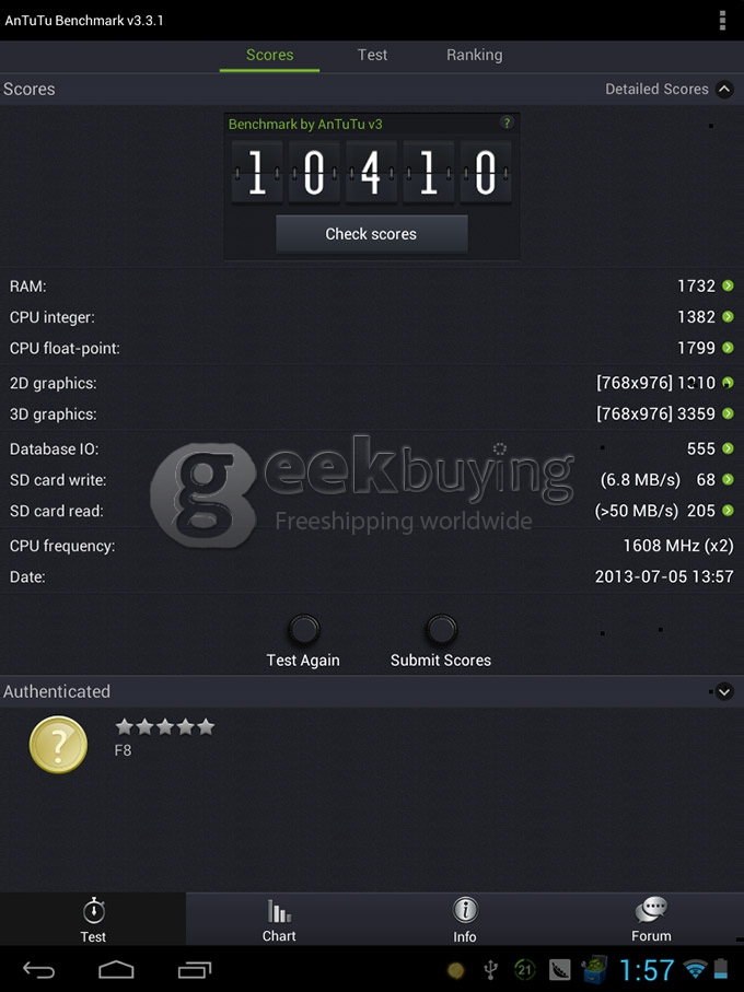 Nextway F8 Rockchip RK3066 Dual Core 8 Inch Android 4.1 OS Tablet PC 1GB RAM 16GB ROM Capacitive Touch ScreenCPU - Silver