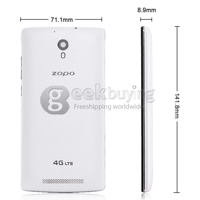 ZOPO C5 MTK6582 Quad Core 1.3GHz 5.5 Inch Android 4.4 OS Smartphone 1GB RAM 8GB ROM 4G FDD-LTE 8.0MP IPS QHD Screen OTG/GPS White