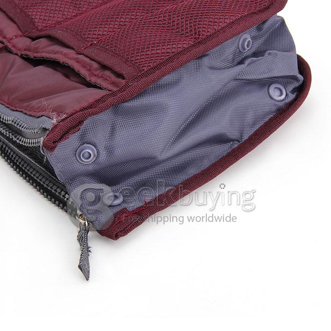 Nylon Handbag Insert Cosmetic Gadget Purse Organizer - Wine Red