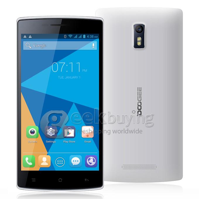DOOGEE DG580 MTK6582 Quad Core 1.3GHz 5.5 Inch Android 4.4 Smartphone 1GB RAM 8GB ROM IPS QHD 5.0MP 3G GPS - White