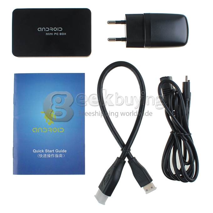 UG100 RK3066 ARM Cortex A9 Dual Core 1.6GHz Android 4.1 Mini PC TV Box HDMI HDD Player 1G/4G HDMI/RJ45 Black