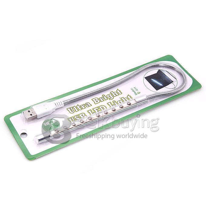 Flexible 611 10-LED USB Illuminating Light for Laptop - White
