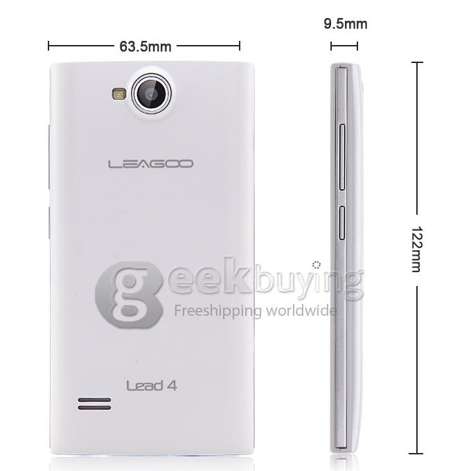 Leagoo Lead 4 MTK6572 Dual Core 1.0GHz 4.0 Inch Android 4.2 OS Smartphone 512MB RAM 4GB ROM WVGA Capacitive Touch Screen 3.0MP 3G-White
