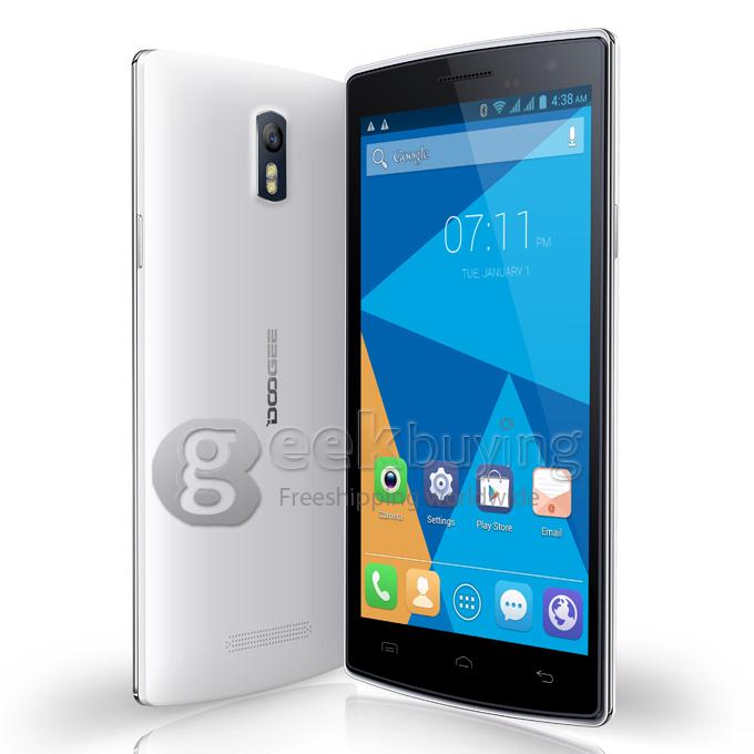 DOOGEE DG580 MTK6582 Quad Core 1.3GHz 5.5 Inch Android 4.4 Smartphone 1GB RAM 8GB ROM IPS QHD 5.0MP 3G GPS - White