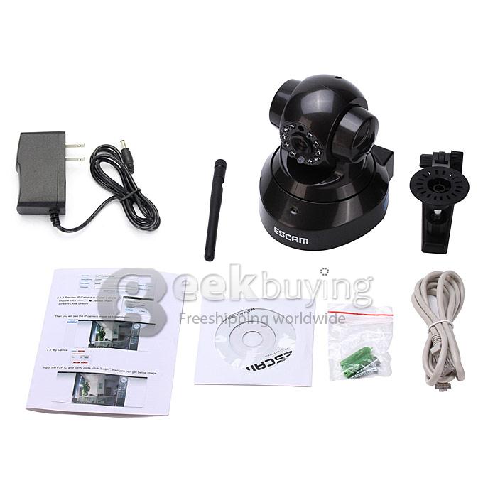 ESCAM Black Pearl QF100 1/4 Inch CMOS 720P P2P IP Dome Camera IR Nightvision ONVIF iOS / Android View