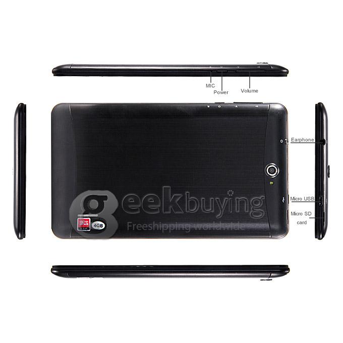 PX702 MTK8312 7 Inch 3G Phone Call Tablet PC Android 4.4 OS 4GB ROM GPS Bluetooth Phablet - Black