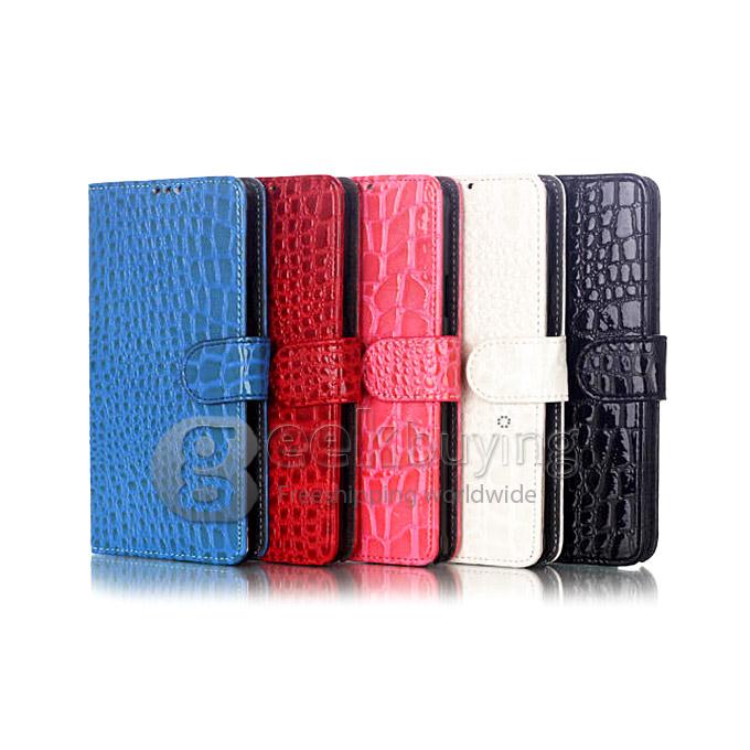 New Luxury Crocodile Pattern PU Wallet Stand Leather Case for Samsung Galaxy Note 4 - Rose