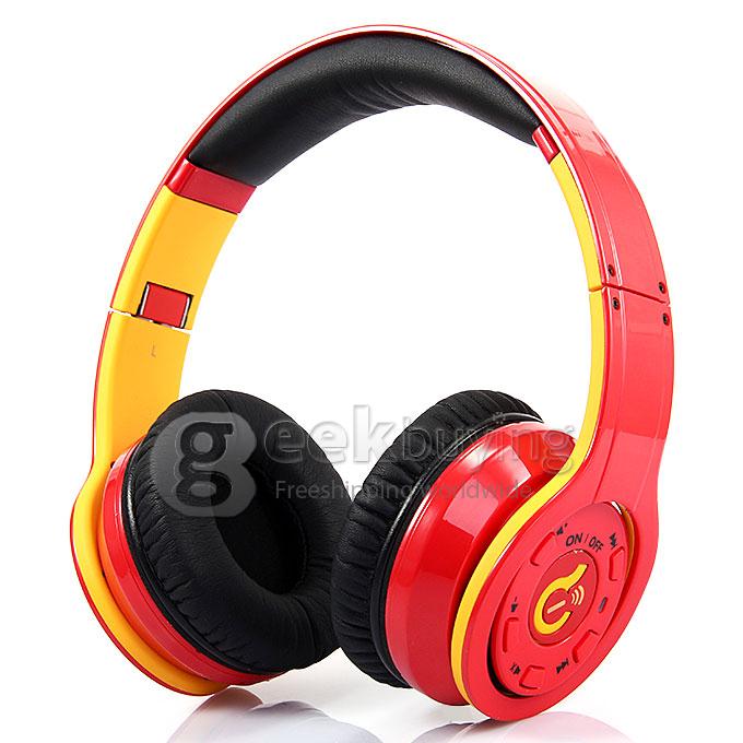 [Spain Stock] Syllable G08 Folding Design Wireless BT V2.1 Stereo Headphones with Mic Red + yellow