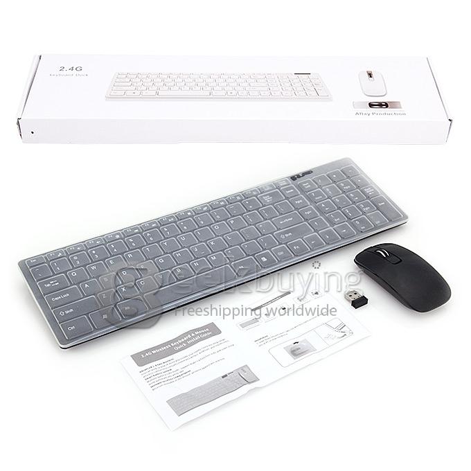 2.4GHz Wireless 102-key Keyboard with Protector Film + Mouse Set - Black