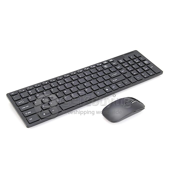 2.4GHz Wireless 102-key Keyboard with Protector Film + Mouse Set - Black