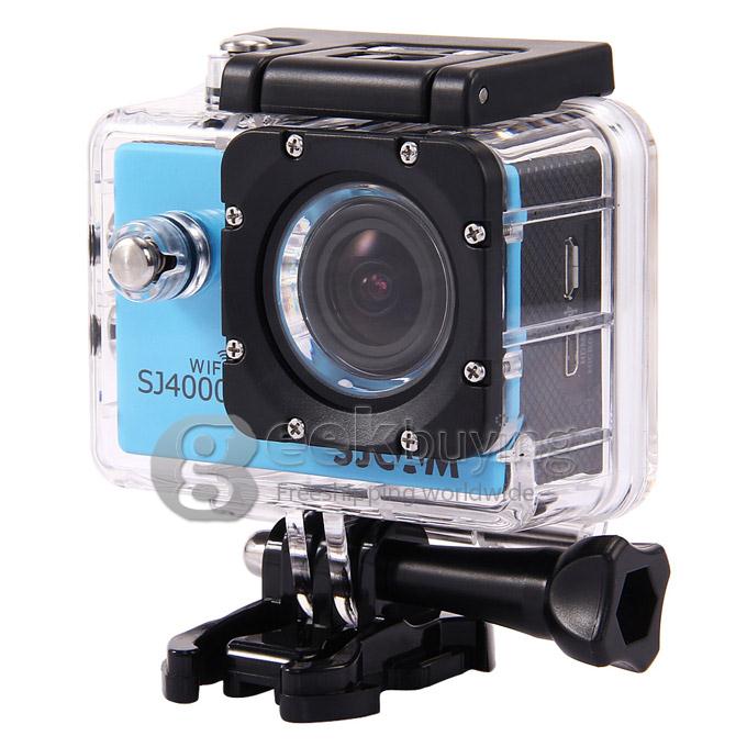 [US Stock]US PLUGOriginal SJ4000 WiFi Action Camera Novatek 12MP 1080P H.264 1.5 Inch 170 Degrees Wide Angle Lens Waterproof Diving HD Camcorder Car DVR support AV out - Blue