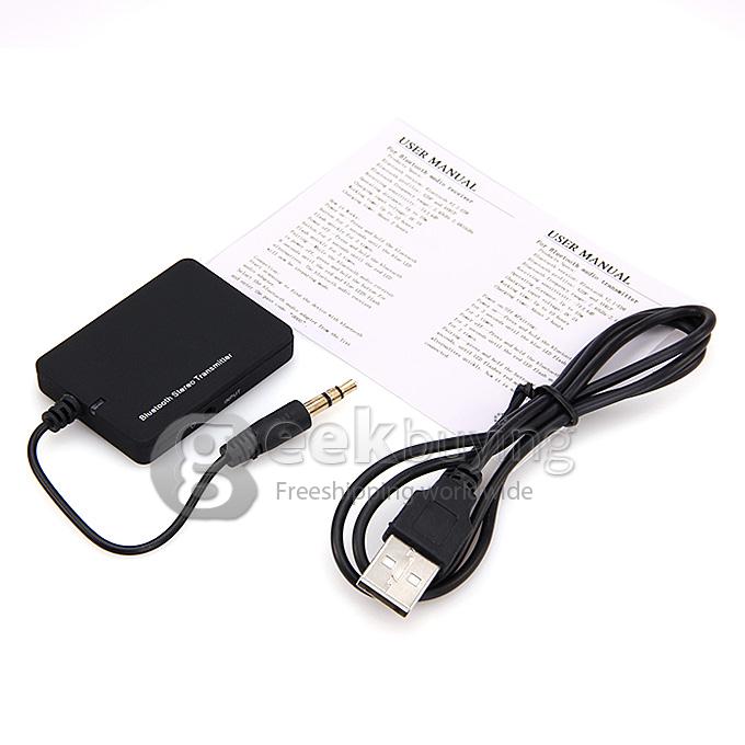 New Wireless 2.4GHz Bluetooth V2.1 A2DP 3.5mm Stereo HiFi Audio Dongle Adapter Transmitter - Black