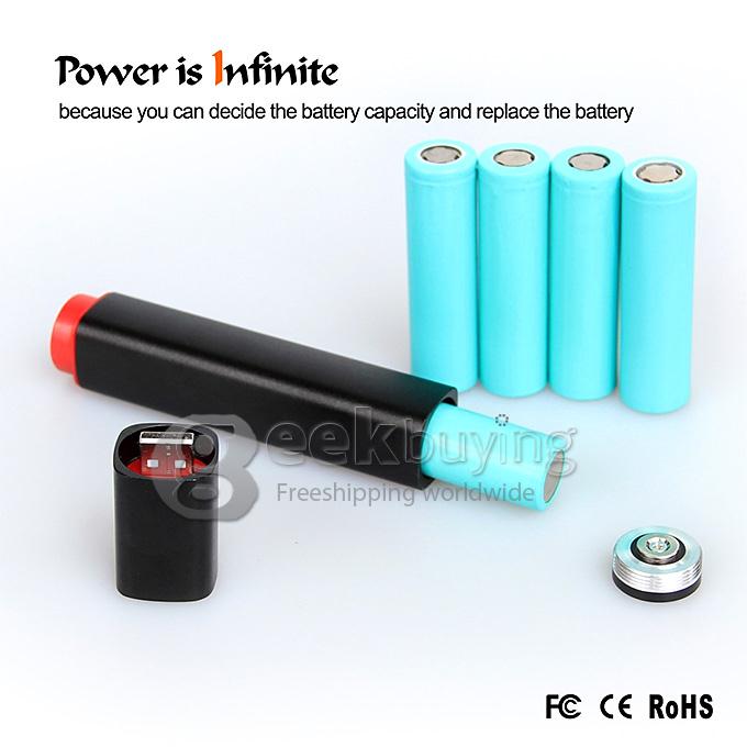 CIGAR C3 The First Aluminum Power Bank Torch with Cree LED Glare Lighting & Replaceable Battery - Black