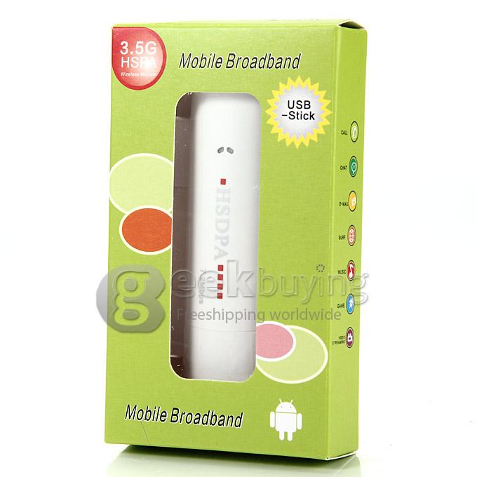 HSDPA 7.2Mbps USB 2.0 Stick 3G Wireless Adapter Dongle Data Card with Micro SD & SIM Card Slot for PC Laptop - White