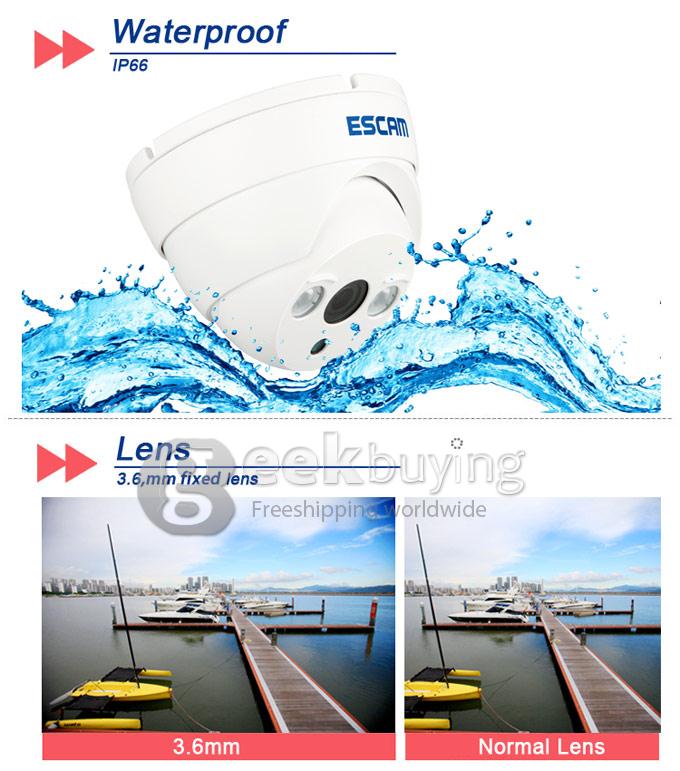 ESCAM QD530 HD 720P P2P ET Type Dome IP Camera ONIVF Smart Phone View 2 Array IR Nightvision