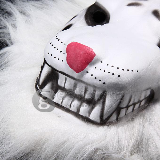 Halloween Themed Soft EVA White Tiger Mask Trick Toy Horror Props for Fancy Ball and Parties - White