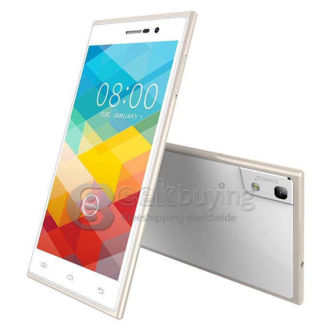 DOOGEE TURBO2 DG900 FHD 5.0Inch MTK6592 Octa Core 1.7GHz Smartphone Android 4.4 OS 2GB RAM 18.0MP Gorilla Glass 3-White with Golden Frame