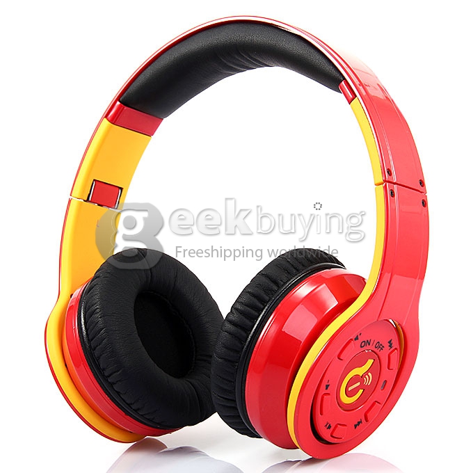 [HK Stock] Syllable G08 Folding Design Wireless Bluetooth V2.1 Stereo Headphones with Mic Red + Yellow