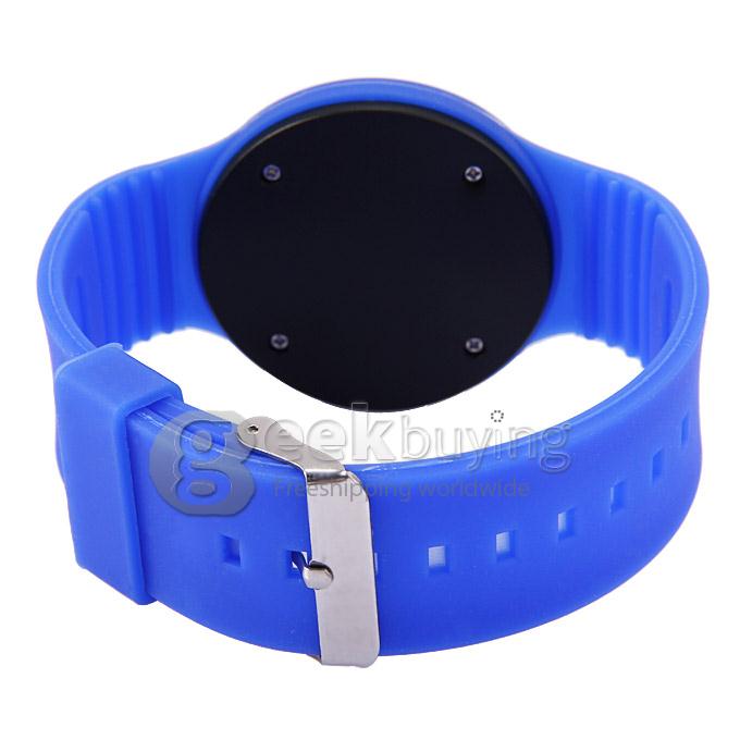 Unisex Rubber Band LED Digital Wrist Watch Timepiece with Touch Button - Blue