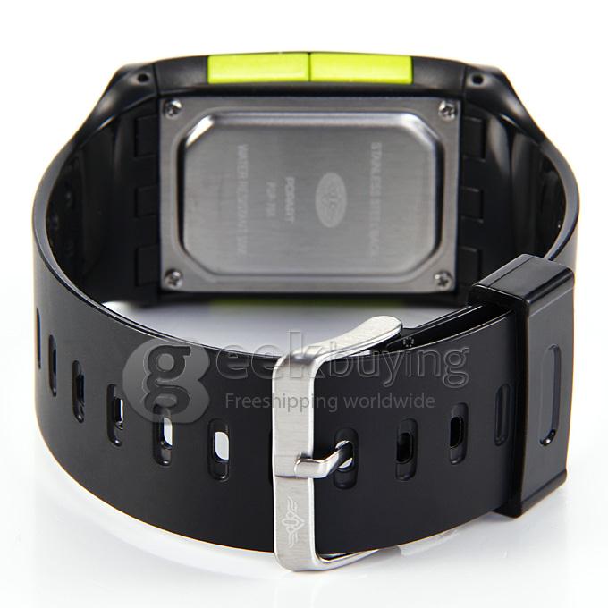 POPART POP-766 Popart 766 Rectangle Dial Digital Display Time Green LED Wrist Watch - Black